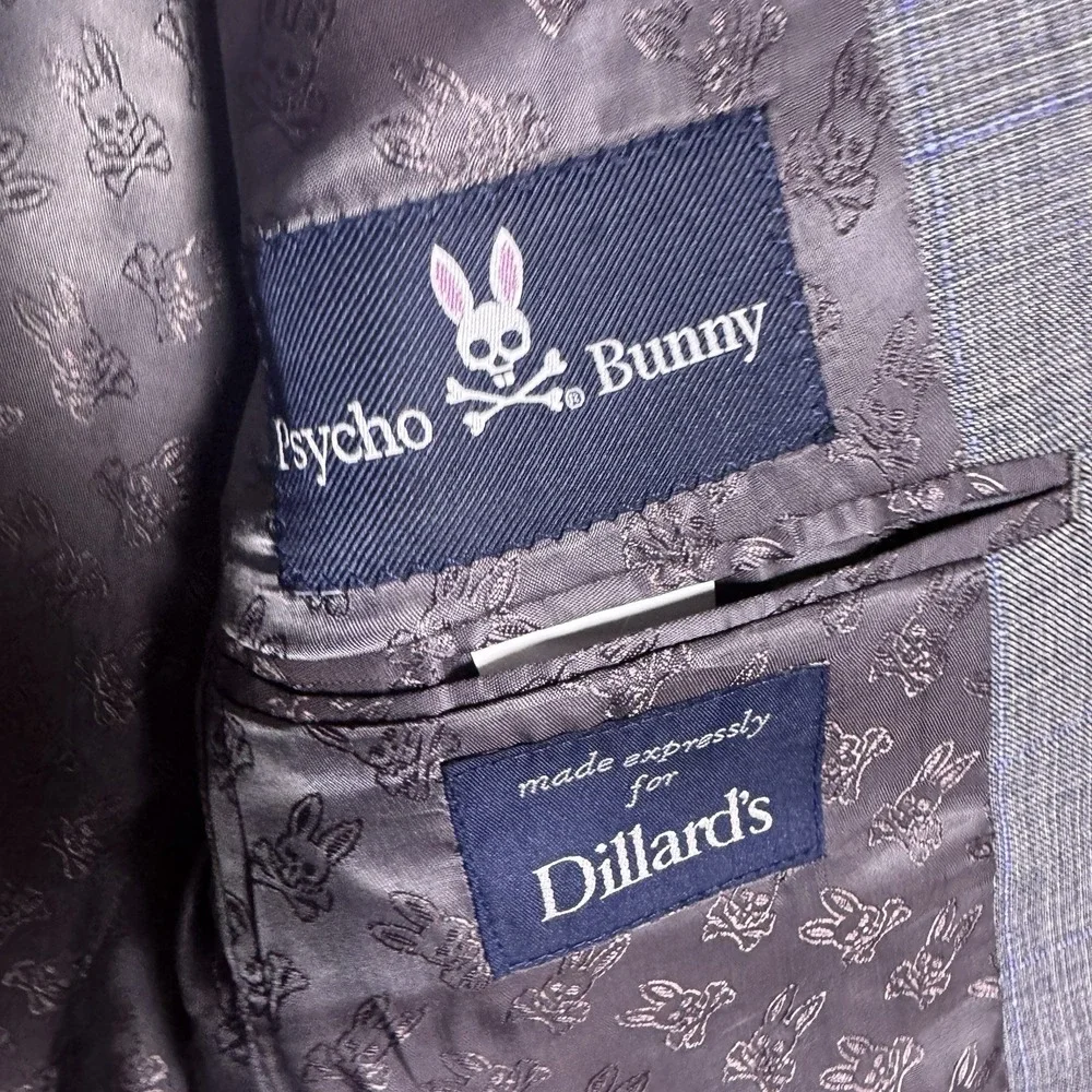 Psycho Bunny Sport Coat Blazer Mens 36R Windowpane Wool Canada 2 Button